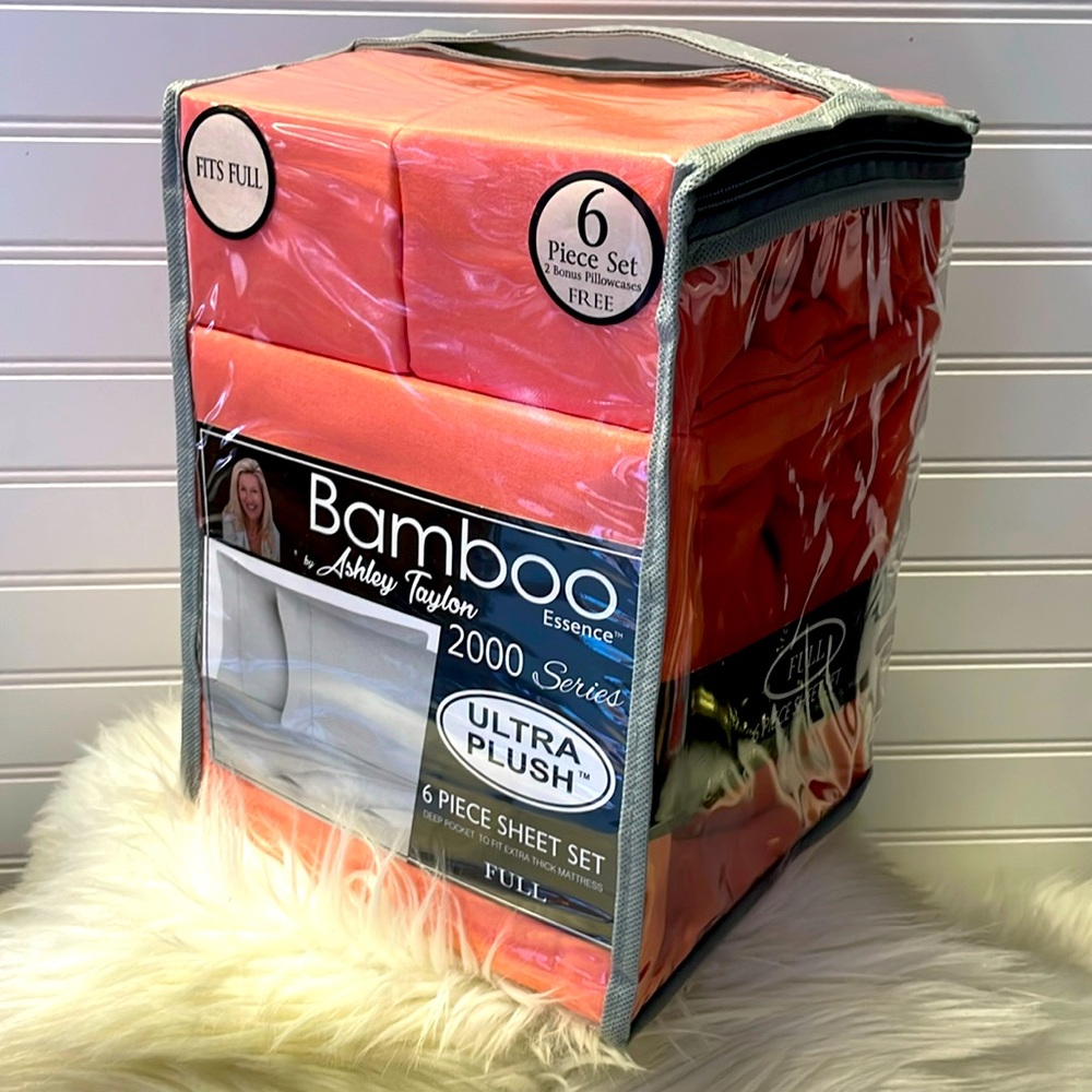 Bamboo Essence Full Size Cantaloupe Orange Sheet Set